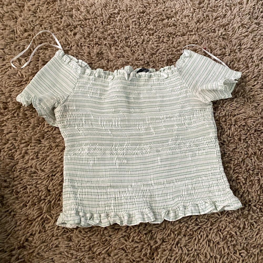 Zara Mint Green Smocked Crop Top